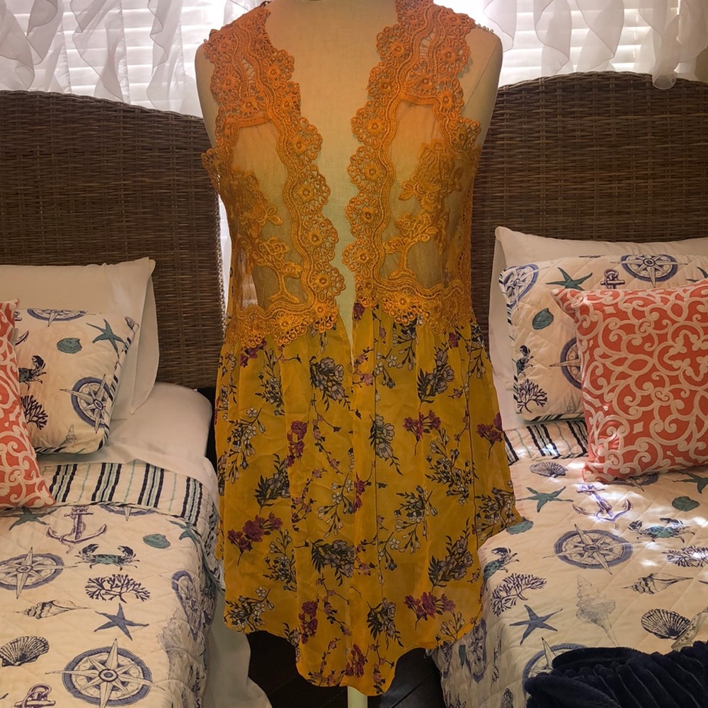 Beautiful golden chiffon vest